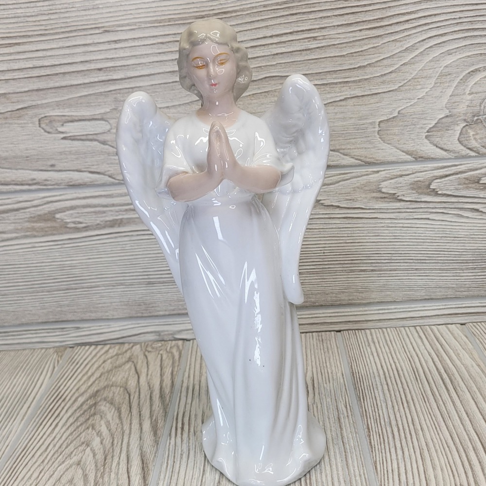 Nativity Angel‎ Praying Hands White Religious Replacement Figurine Christmas Vtg